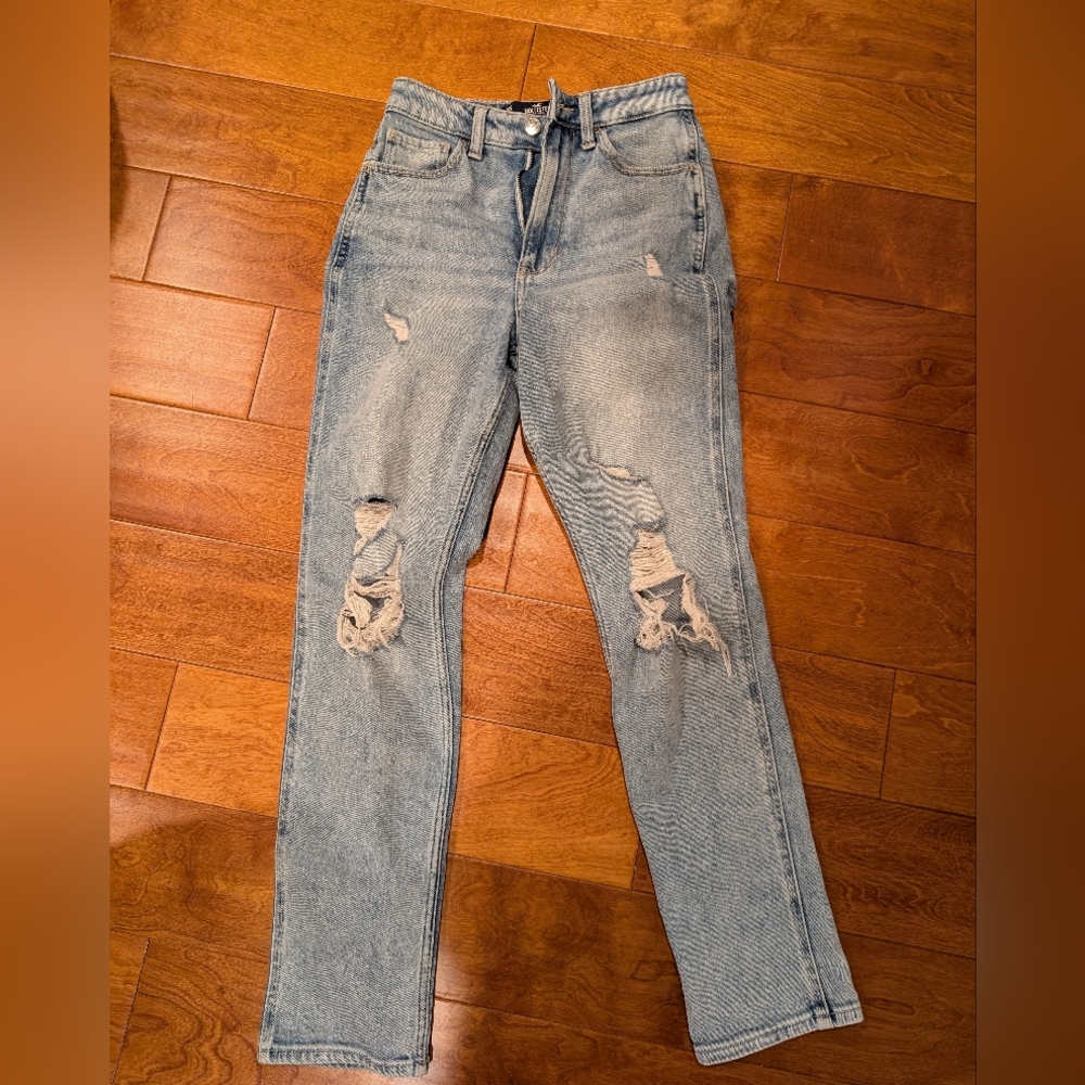 Hollister Light Blue Distressed Straight Leg Jeans